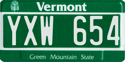 VT license plate YXW654
