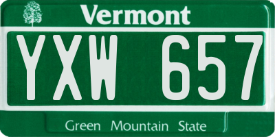 VT license plate YXW657