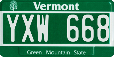 VT license plate YXW668