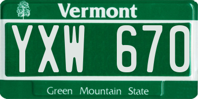 VT license plate YXW670