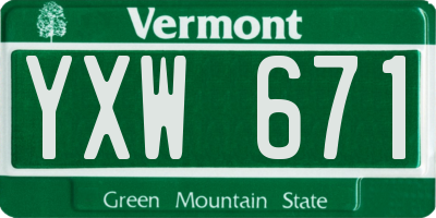 VT license plate YXW671