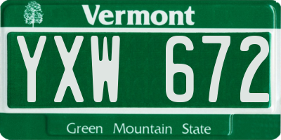 VT license plate YXW672
