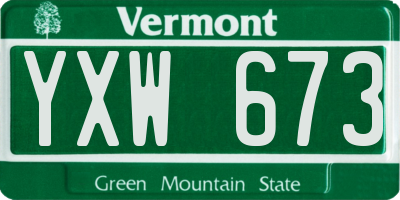 VT license plate YXW673