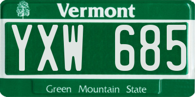 VT license plate YXW685