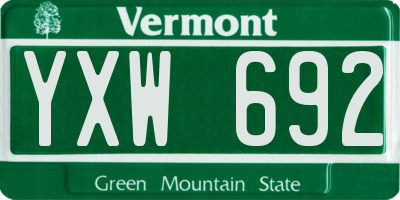 VT license plate YXW692