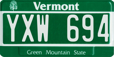 VT license plate YXW694