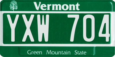 VT license plate YXW704