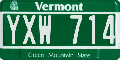 VT license plate YXW714