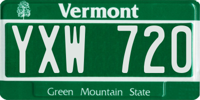 VT license plate YXW720