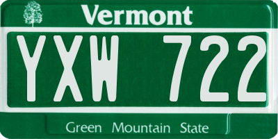 VT license plate YXW722