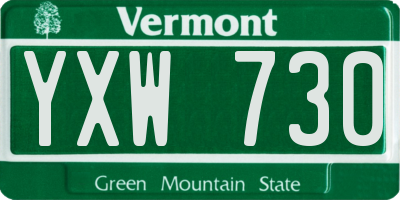 VT license plate YXW730