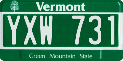 VT license plate YXW731