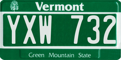 VT license plate YXW732