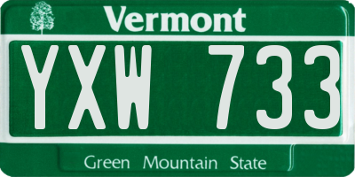 VT license plate YXW733