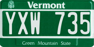 VT license plate YXW735