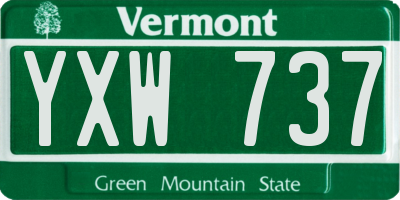 VT license plate YXW737