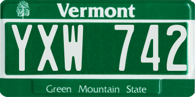VT license plate YXW742