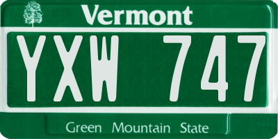 VT license plate YXW747