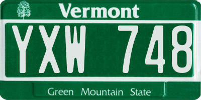VT license plate YXW748