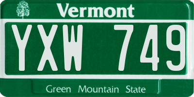 VT license plate YXW749