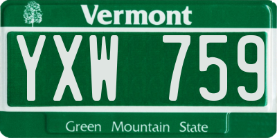 VT license plate YXW759