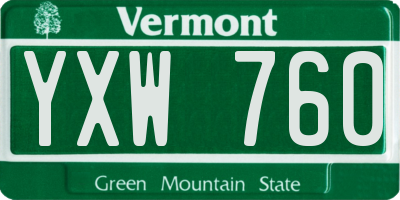 VT license plate YXW760