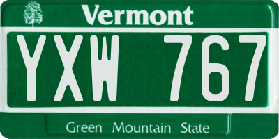 VT license plate YXW767