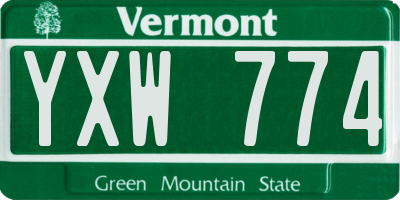 VT license plate YXW774