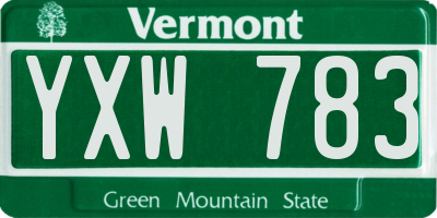 VT license plate YXW783