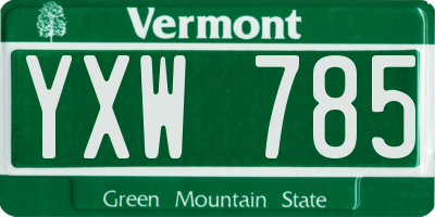 VT license plate YXW785