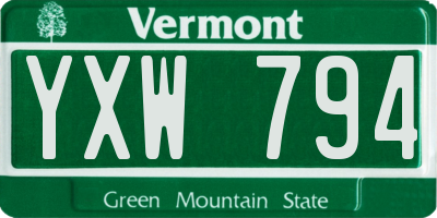 VT license plate YXW794