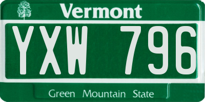 VT license plate YXW796