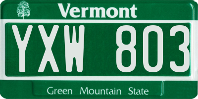 VT license plate YXW803