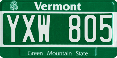 VT license plate YXW805