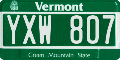 VT license plate YXW807