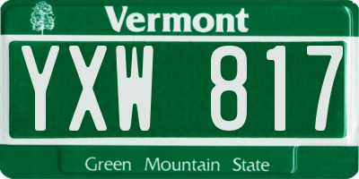 VT license plate YXW817
