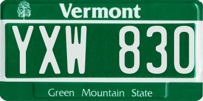 VT license plate YXW830