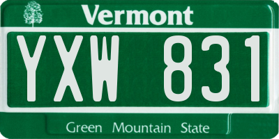 VT license plate YXW831