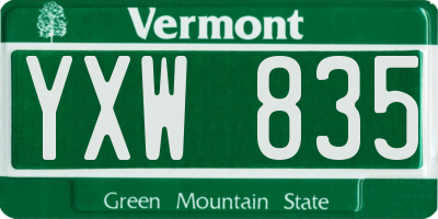 VT license plate YXW835