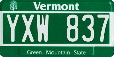 VT license plate YXW837
