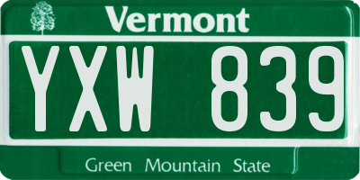VT license plate YXW839