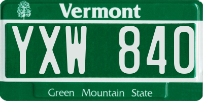 VT license plate YXW840