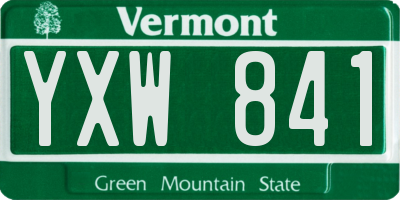 VT license plate YXW841