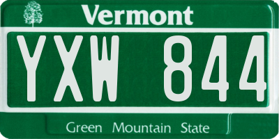 VT license plate YXW844