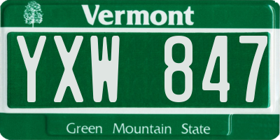 VT license plate YXW847