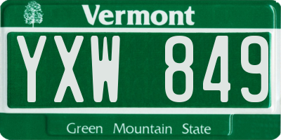 VT license plate YXW849