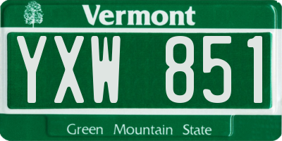 VT license plate YXW851