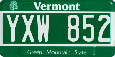 VT license plate YXW852