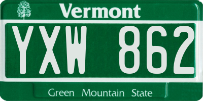 VT license plate YXW862