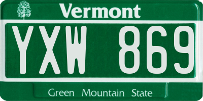 VT license plate YXW869